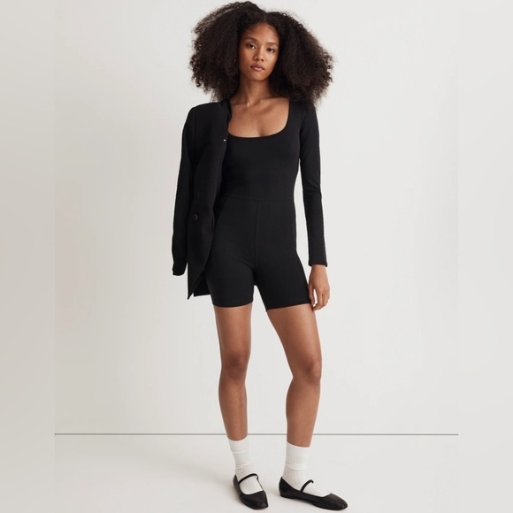 NWT Madewell MWL Knit Long-Sleeve Biker Unitard onesie black size XL - Picture 3 of 7